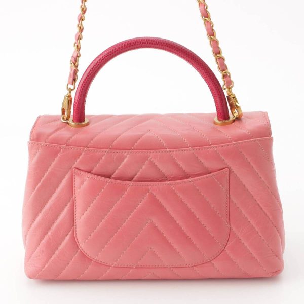 re cha sh w 00245 2 Chanel Coco Handle 29 Lizard Lambskin V Stitch 2way Handbag Pink