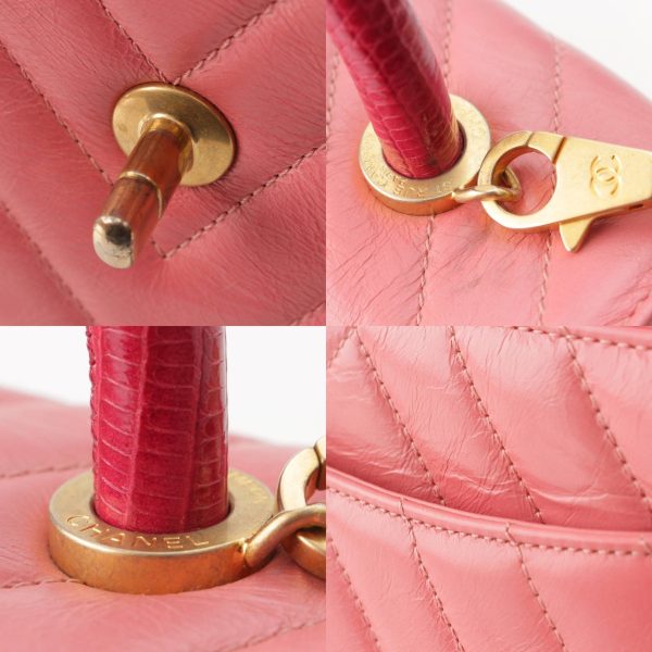 re cha sh w 00245 7 Chanel Coco Handle 29 Lizard Lambskin V Stitch 2way Handbag Pink