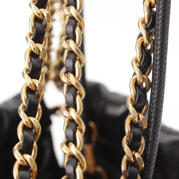 re cha sh w 00249 6 Chanel CHANEL22 Logo Shiny Calfskin Chain Shoulder Bag AS3980 Black