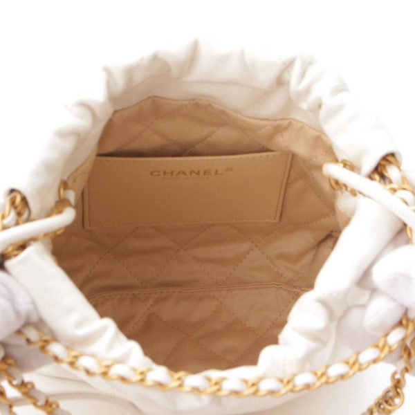 re cha sh w 00250 5 Chanel 22 Leather Mini Chain Shoulder Handbag AS3980 White