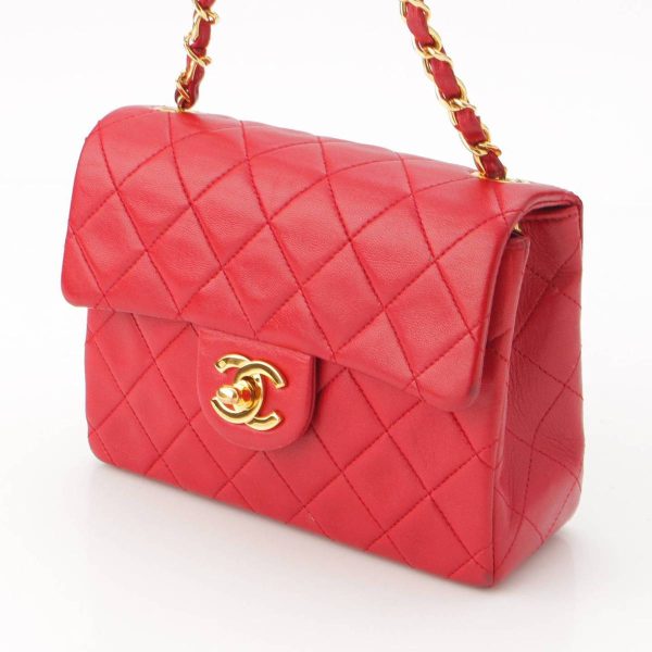 re cha sh w 00258 1 Chanel Mini Matelasse 17cm Lambskin Chain Shoulder Bag A01115 Red