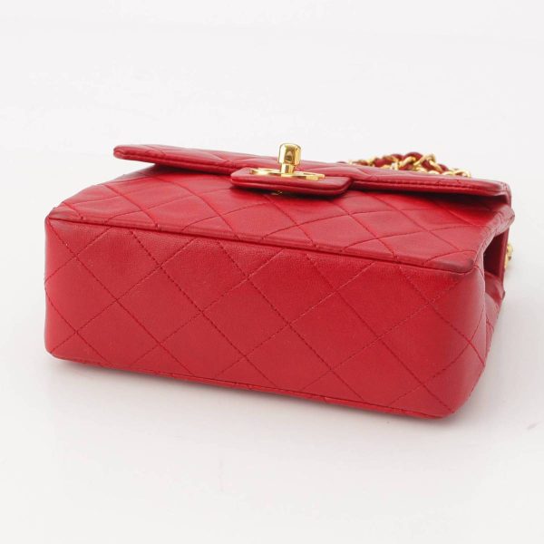 re cha sh w 00258 4 Chanel Mini Matelasse 17cm Lambskin Chain Shoulder Bag A01115 Red