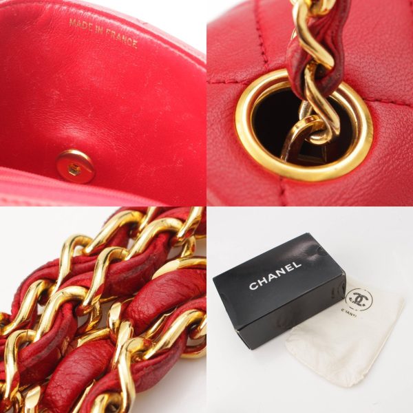 re cha sh w 00258 8 Chanel Mini Matelasse 17cm Lambskin Chain Shoulder Bag A01115 Red