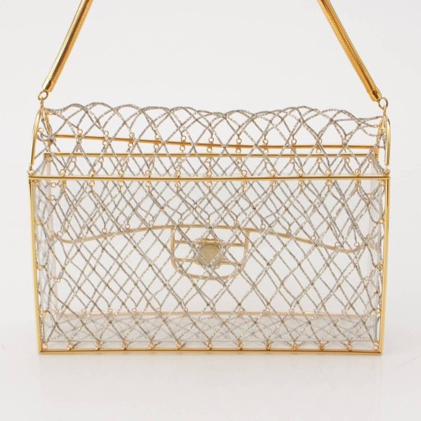 re cha sh w 00264 3 Chanel Beads Clear Matelasse Coco Mark Chain Shoulder Bag Gold