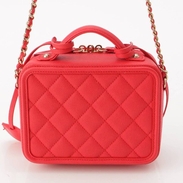 re cha sh w 00266 2 Chanel CC Filigree Caviar Skin Mini Shoulder Bag Red