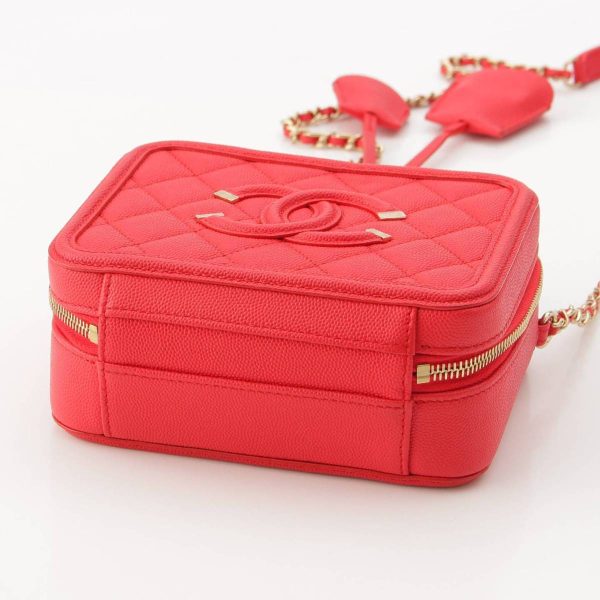 re cha sh w 00266 3 Chanel CC Filigree Caviar Skin Mini Shoulder Bag Red