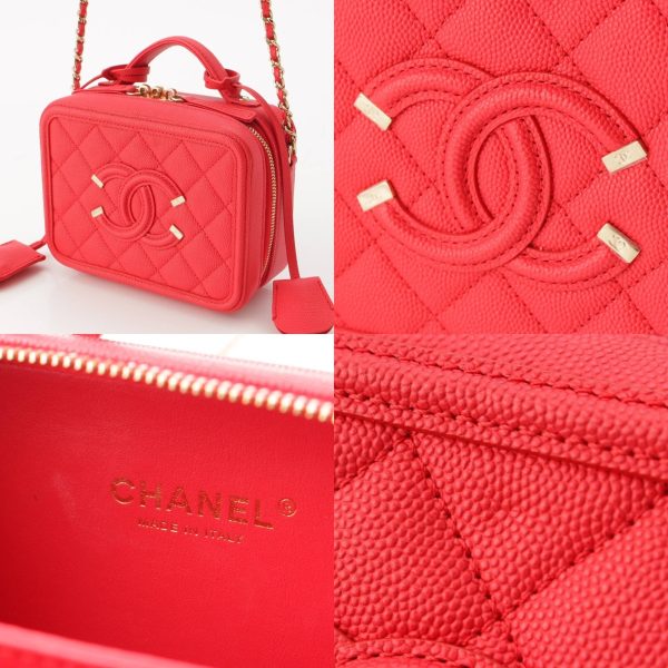 re cha sh w 00266 5 Chanel CC Filigree Caviar Skin Mini Shoulder Bag Red