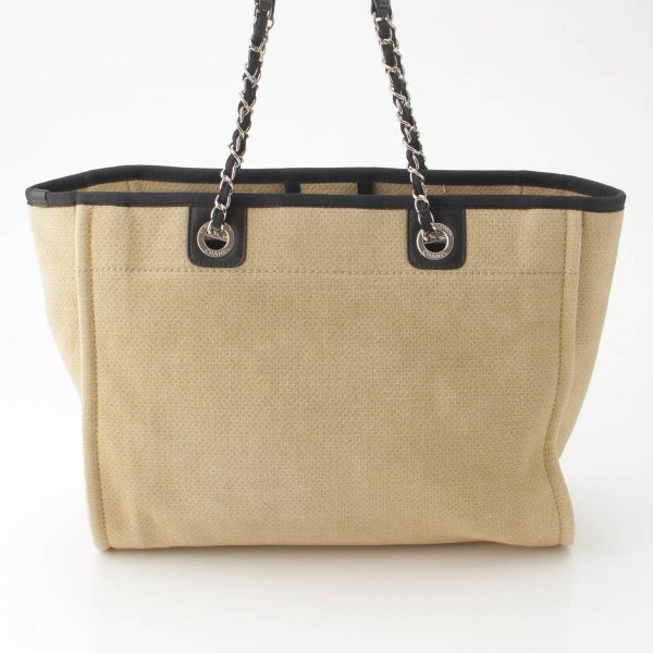 re cha to w 00114 3 Chanel Cocomark Deauville MM Canvas Chain Tote Bag Beige