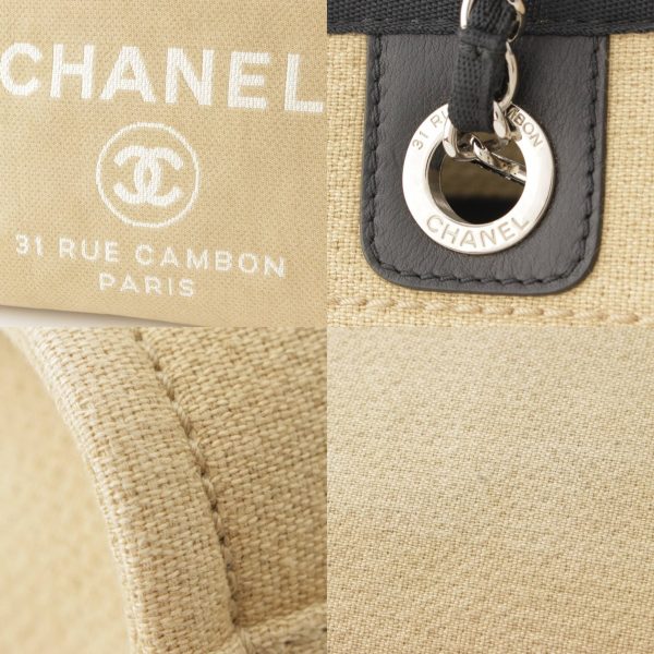 re cha to w 00114 7 Chanel Cocomark Deauville MM Canvas Chain Tote Bag Beige