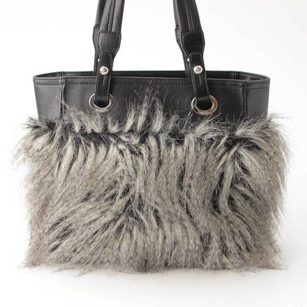 re cha to w 00115 3 Chanel Paris Biarritz Cocomark Fur Leather Tote Bag Black