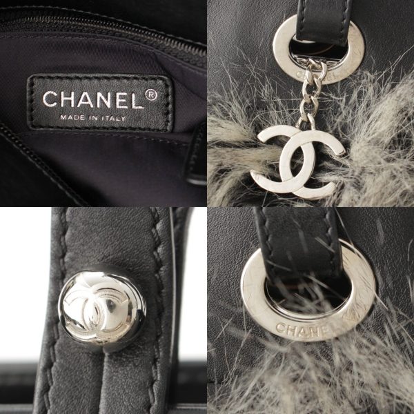 re cha to w 00115 6 Chanel Paris Biarritz Cocomark Fur Leather Tote Bag Black