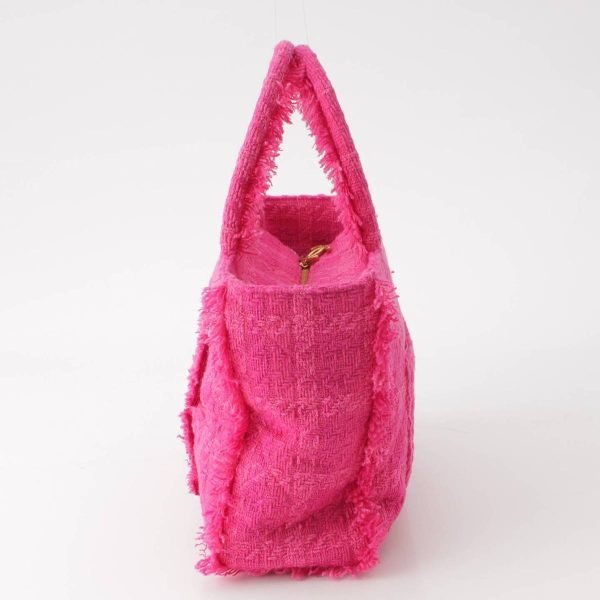 re cha to w 00116 2 Chanel Wool Tweed Zip Shopping Tote Bag AS0976 Pink