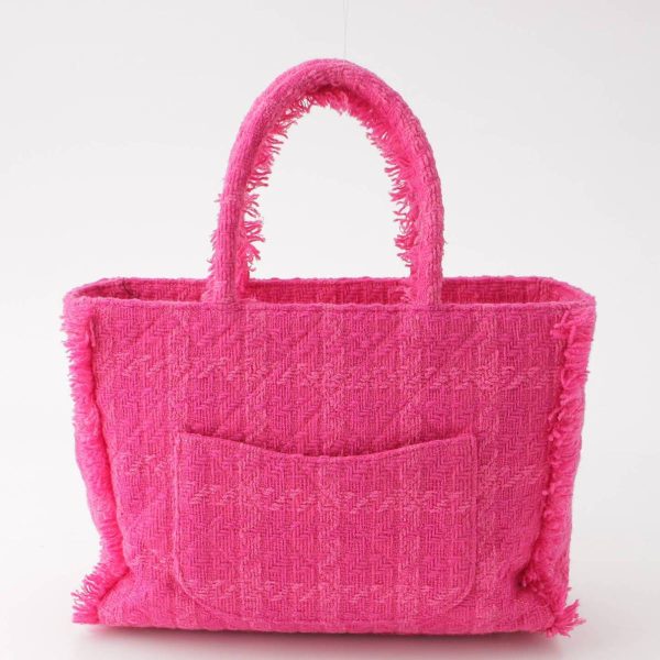 re cha to w 00116 3 Chanel Wool Tweed Zip Shopping Tote Bag AS0976 Pink