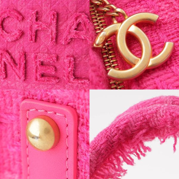 re cha to w 00116 7 Chanel Wool Tweed Zip Shopping Tote Bag AS0976 Pink