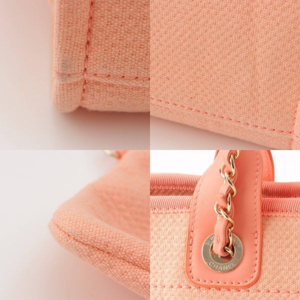 re cha to w 00118 6 Chanel Deauville MM canvas x leather 2 way chain tote bag with pouch pink