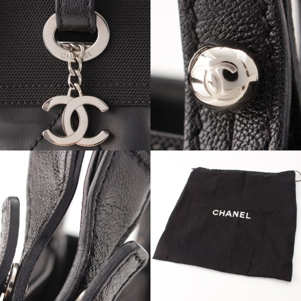 re cha to w 00121 7 Chanel Paris Biarritz PM canvas tote bag Black