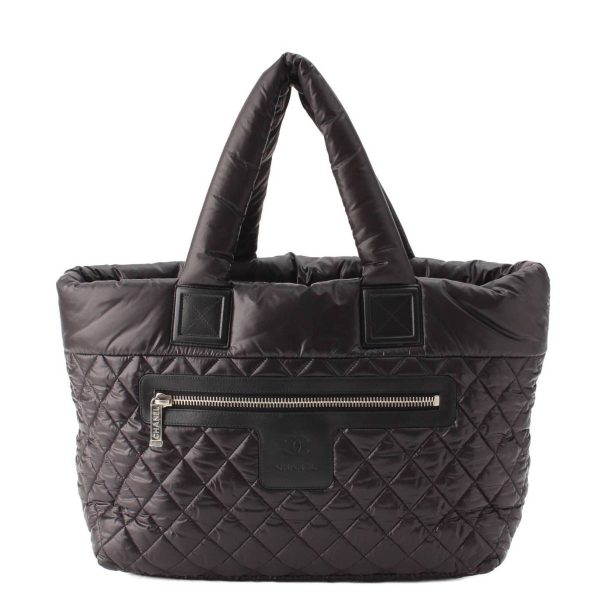 re cha to w 00123 Chanel Matelasse Coco Cocoon Tote MM Nylon Bag Black