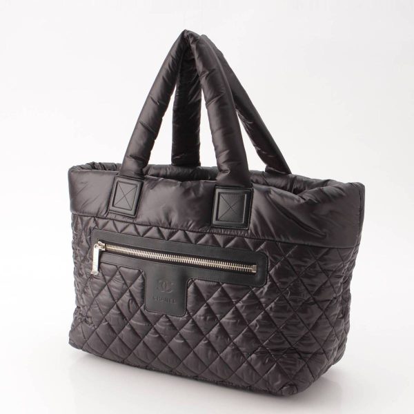 re cha to w 00123 1 Chanel Matelasse Coco Cocoon Tote MM Nylon Bag Black