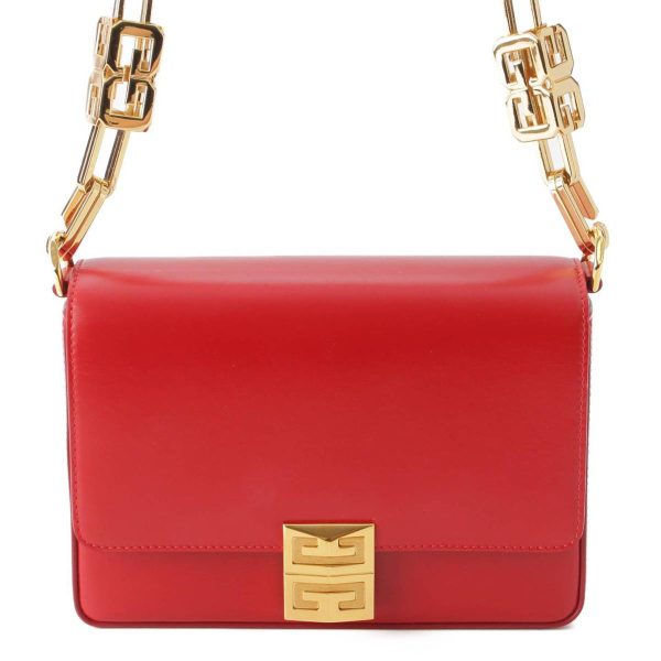 re giv sh w 00065 GIVENCHY 4G Medium Leather Chain Shoulder Bag Red