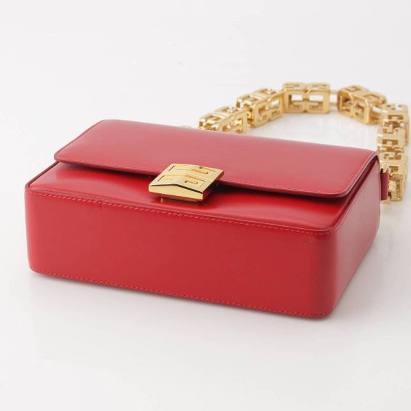 re giv sh w 00065 4 GIVENCHY 4G Medium Leather Chain Shoulder Bag Red