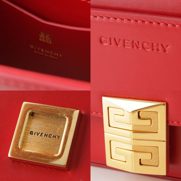 re giv sh w 00065 6 GIVENCHY 4G Medium Leather Chain Shoulder Bag Red