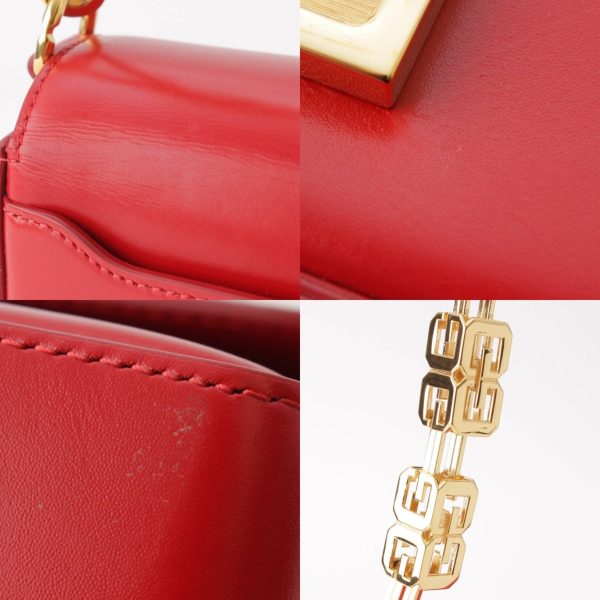 re giv sh w 00065 7 GIVENCHY 4G Medium Leather Chain Shoulder Bag Red