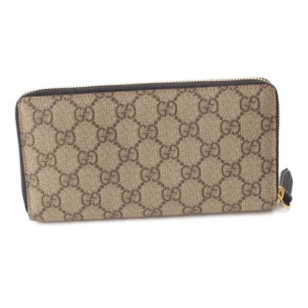 re guc fo w 00033 1 Gucci GG Supreme Marmont Round Zipper Long Wallet Beige