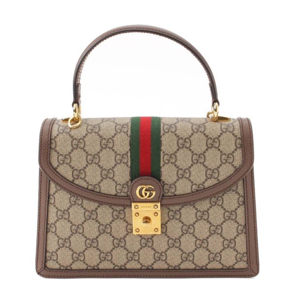 re guc ha w 00097 Gucci GG Supreme Ophidia 2WAY Shoulder Handbag Beige