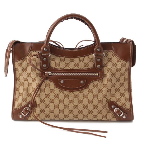 re guc ha w 00098 Gucci Balenciaga Hacker Project Classic 2way Handbag Brown