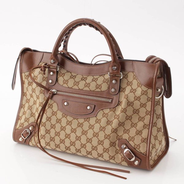 re guc ha w 00098 1 Gucci Balenciaga Hacker Project Classic 2way Handbag Brown