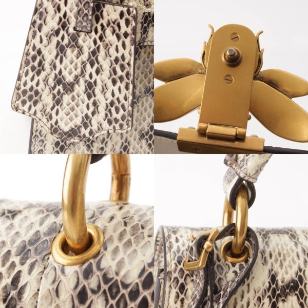 re guc ha w 00099 6 Gucci Nam Queen Margaret LOVED Python handbag Beige