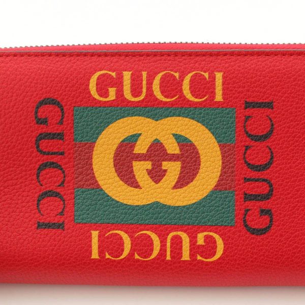 re guc pu u 00023 4 Gucci Leather Vintage Print Long Wallet Wallet Red