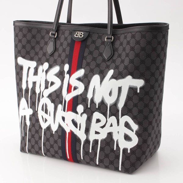 re guc to u 00019 1 Gucci Balenciaga Graffiti Hacker Project Tote Bag Black