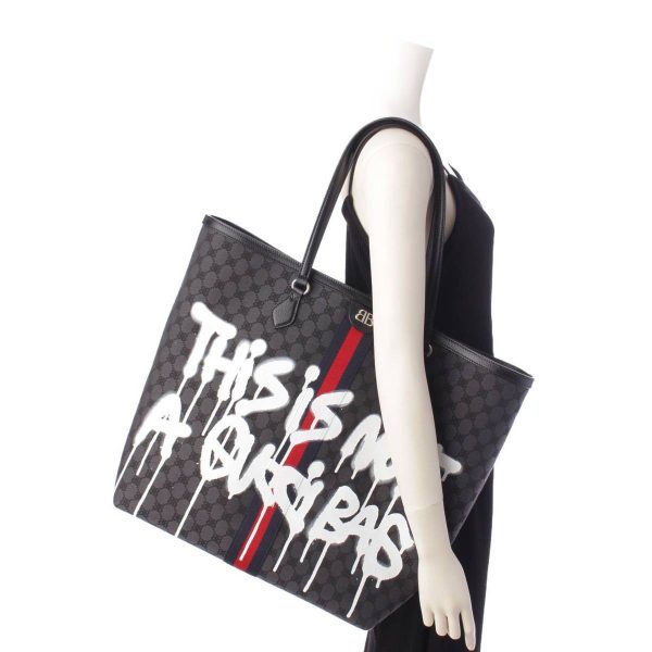 re guc to u 00019 9 Gucci Balenciaga Graffiti Hacker Project Tote Bag Black