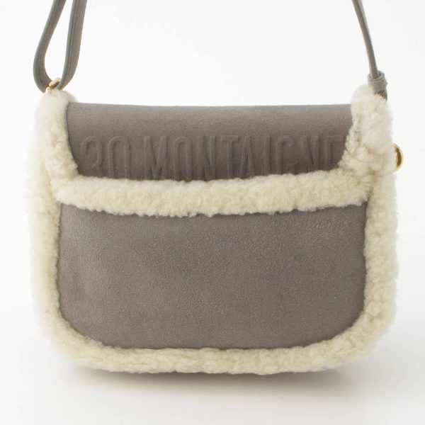 re ist sh w 00053 3 Christian Dior Bobby Mouton Shearling Shoulder Bag Gray White