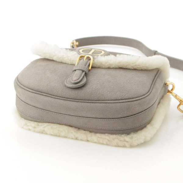 re ist sh w 00053 4 Christian Dior Bobby Mouton Shearling Shoulder Bag Gray White