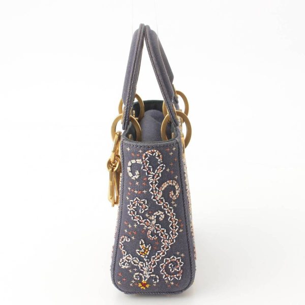 re ist sh w 00055 2 Christian Dior Mini Denim Embroidery 2WAY Chain Shoulder Bag Indigo