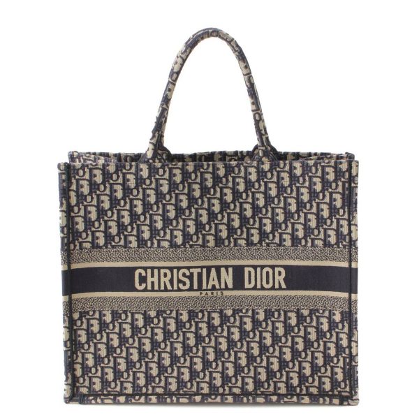 re ist to w 00027 Christian Dior Aublique Book Tote Large Canvas Tote Bag Navy Blue