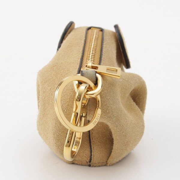 re loe co w 00022 3 Loewe Elephant Suede Bag Charm Elephant Animal Coin Case Beige