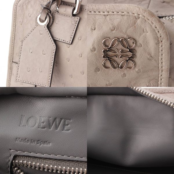 re loe ha w 00249 6 Loewe Amazona 28 Anagram Ostrich 2way Hand Shoulder Bag Gray