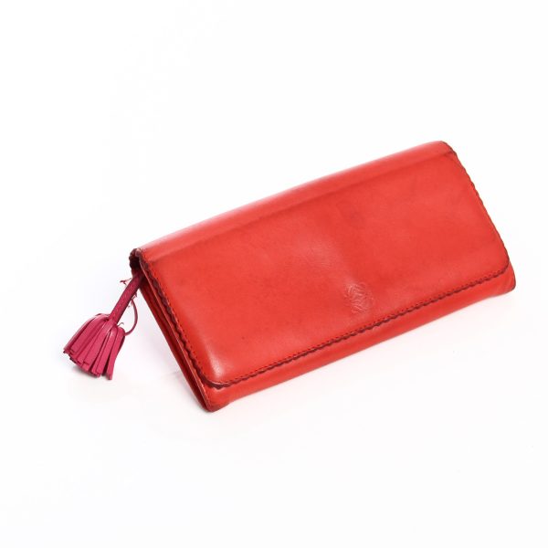 re loe pu w 00004 Loewe Long Wallet Amazona Red