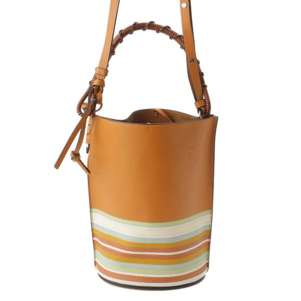 re loe sh w 00222 Loewe Gate Bucket Bag Polished Calf Shoulder Bag Multicolor