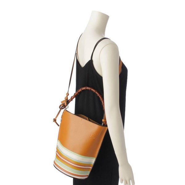 re loe sh w 00222 8 Loewe Gate Bucket Bag Polished Calf Shoulder Bag Multicolor