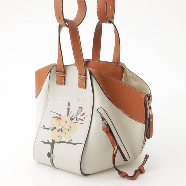 re loe sh w 00226 1 Loewe Hammock Small Botanical Shoulder Bag White