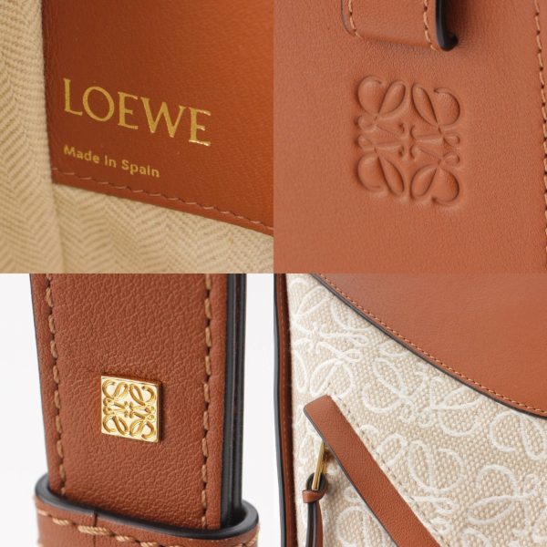 re loe sh w 00241 7 Loewe Hammock Small Anagram Jacquard Shoulder Bag Ecru Tan