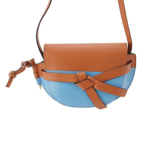 re loe sh w 00254 Loewe Gate Anagram Bicolor Mini Shoulder Bag Blue