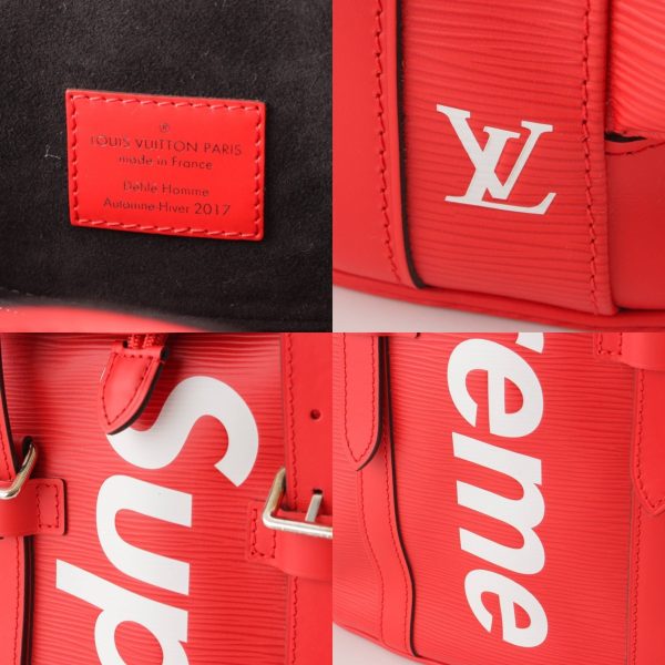 re lou ba m 00007 6 Louis Vuitton Supreme Mens Epi Christopher PM Backpack Rucksack M53414 Red