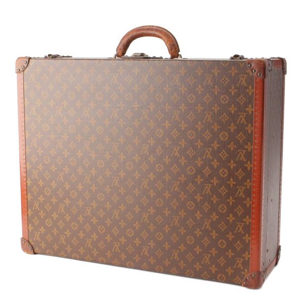 re lou ca u 00006 1 Louis Vuitton Hand Painted Monogram Handwritten Vintage Trunk Attache Case Brown