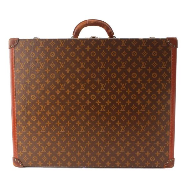 re lou ca u 00006 3 Louis Vuitton Hand Painted Monogram Handwritten Vintage Trunk Attache Case Brown