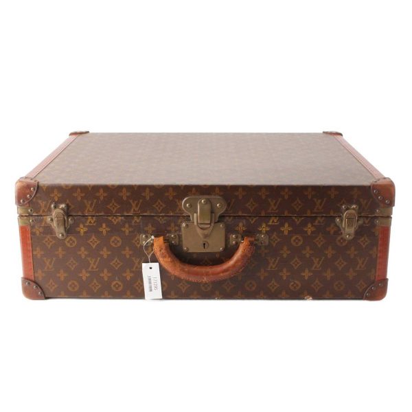 re lou ca u 00006 4 Louis Vuitton Hand Painted Monogram Handwritten Vintage Trunk Attache Case Brown